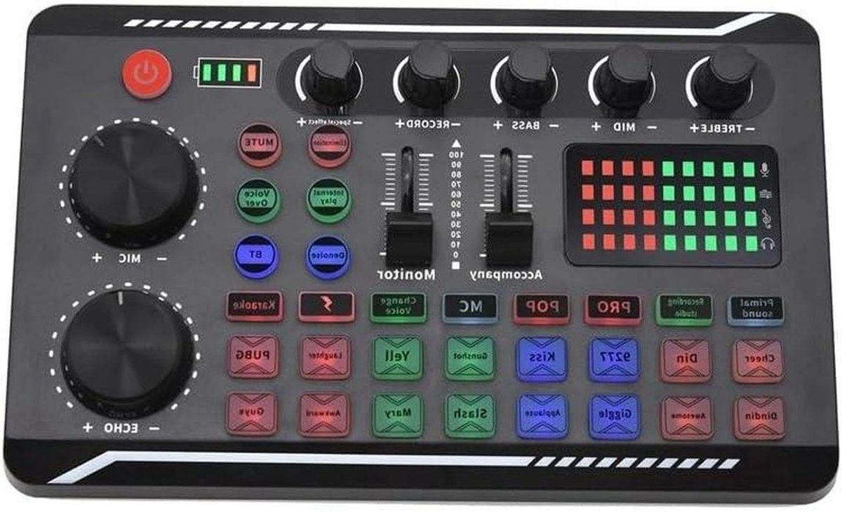 Audiomixer Geluidskaart - Muziek Mengpaneel - Live Geluid - Compact Draagbaar - 1 kg - Zwart