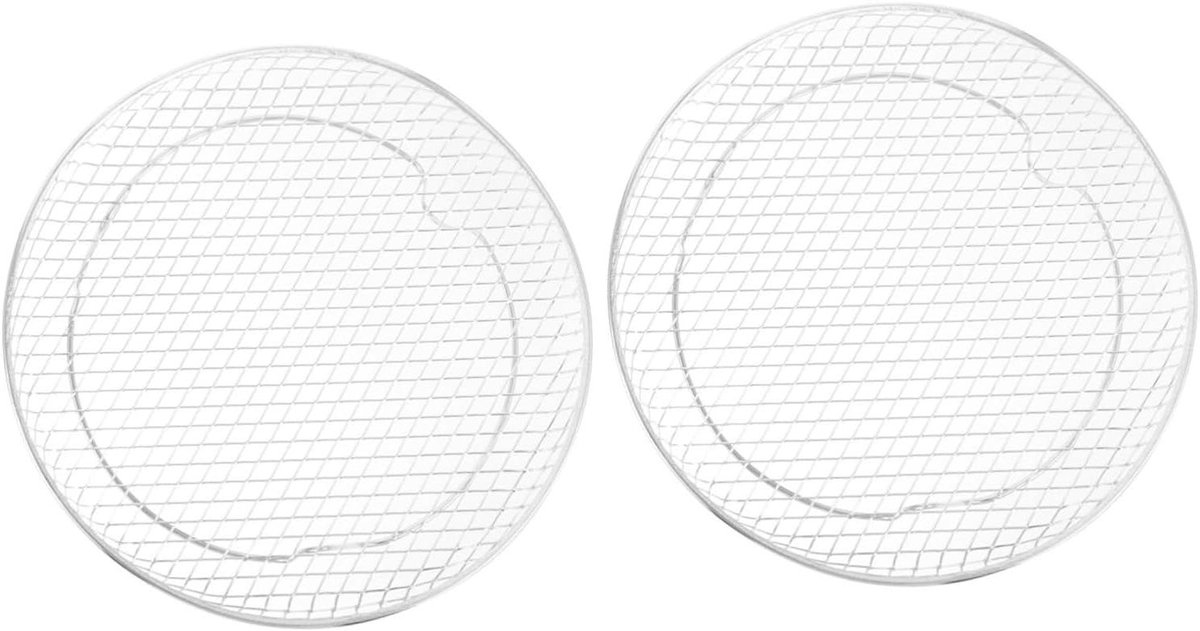 Airfryer Droogrek - Keuken Accessoire - Gerechten Bereiden - Dubbele Laag - 20x20x7 cm - Zilverkleurig