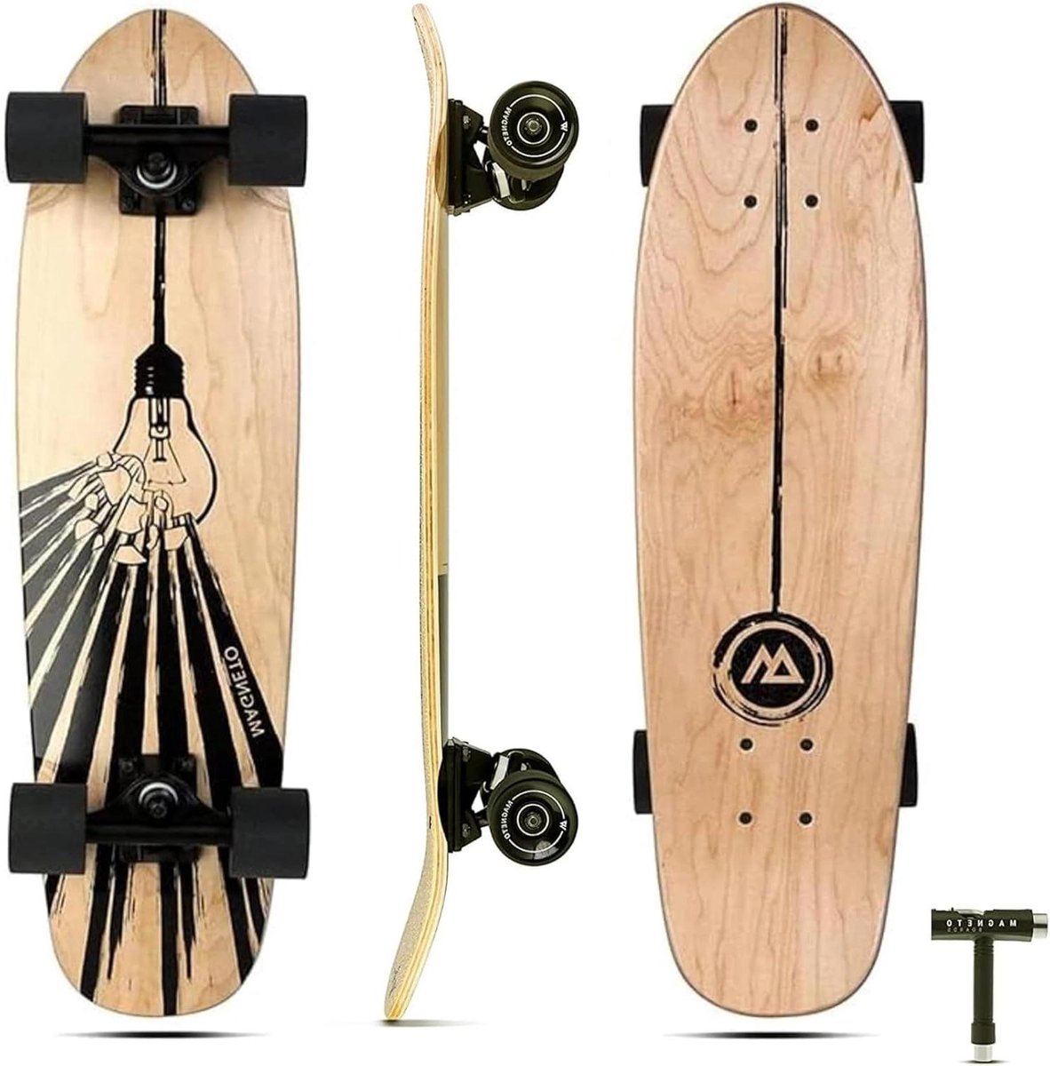 Mini Cruiser Skateboard Short Board Stadsvervoer Dubbele Kicktails 275 inch Gloeilamp