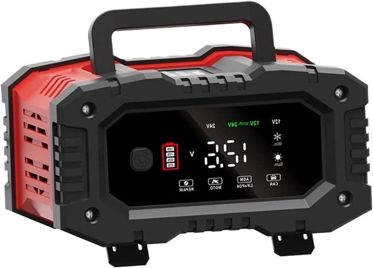 Acculader - Slimme Lader - Voertuig Onderhoud - Volledig Automatisch - 12V 20A - Geel
