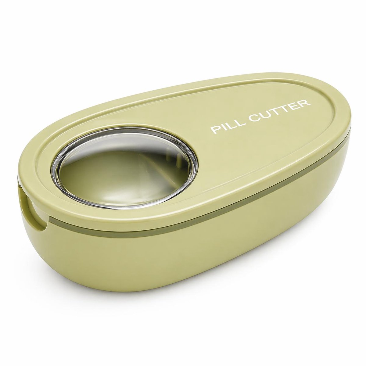 Pillensnijder met Opbergvak – Pillensplijter / Medicijnsnijder – Voor Kleine & Grote Pillen – Nauwkeurig RVS Mes – Veilig & Compact – Licht Dust Geel