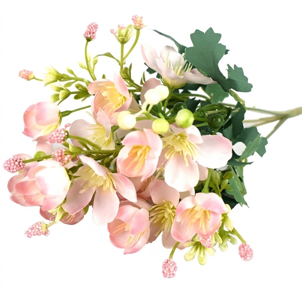 NUVEX Donker roze kunstbloemen kersenbloesem boeket kunstbloemen decoratie voor interieur vaas tafel bruiloft bloemstuk