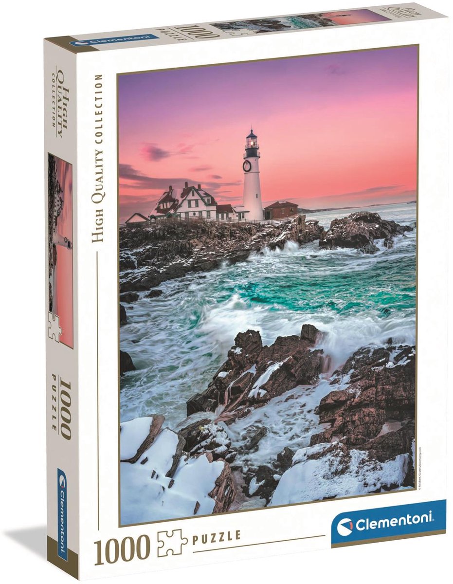 Clementoni Legpuzzel First Snow at Portland Head - Puzzel 1000 Stukjes Vuurtoren - High Quality Collection - Puzzels en Legpuzzels voor Volwassenen