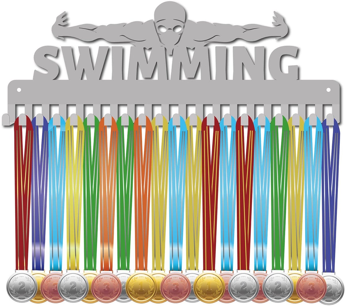 Allecto - Zwemmedaille houder - Medailles hanger - Roestvrij staal - Sport atleet awards displaystandaard - Wandrek voor thuis - Decoratie - Badge ...