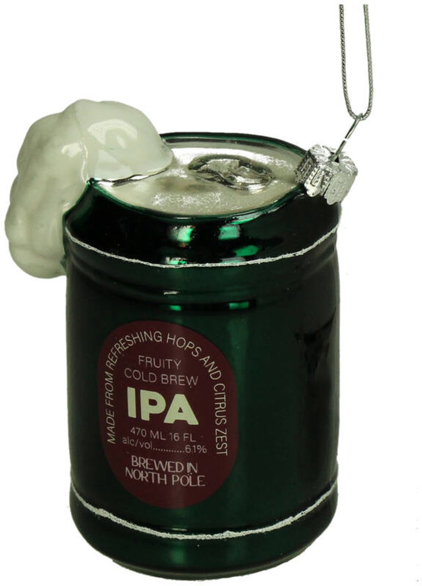 HD Collection Kerst Ornament Bierblikje – Glas Groen – 9,2 cm – Sparkle Club – Speelse Kersthanger