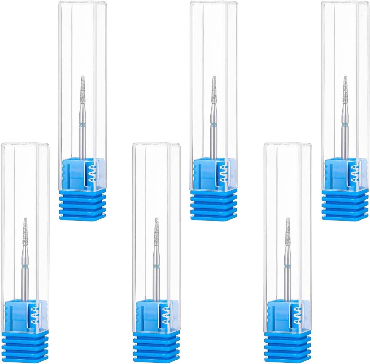 Set van 6 Herbruikbare Nagelboortjes met Opbergdoos, Diamant Vlammen, Professionele Nagelverzorging en Cuticle Reiniging Tools, Medium Korrel voor Perfecte Nagels