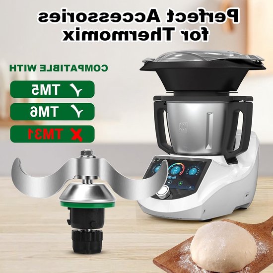 RVS deegmes voor Thermomix TM5 en TM6, ideaal voor deegmixen, eenvoudig schoonmaken en vervangonderdelen — afbeelding 5