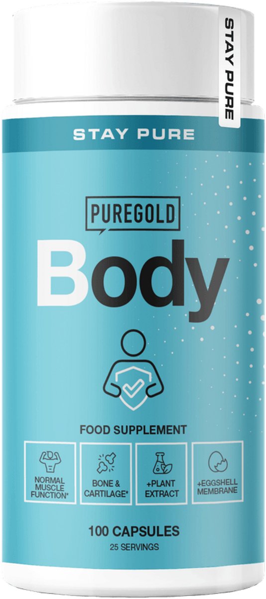 Pure Gold Body – 100 Capsules – 25 Porties – Omega 3, Chondroïtine & Q10 met Magnesium, Kalium & Vitamine C – voor Spieren, Botten & Kraakbeen