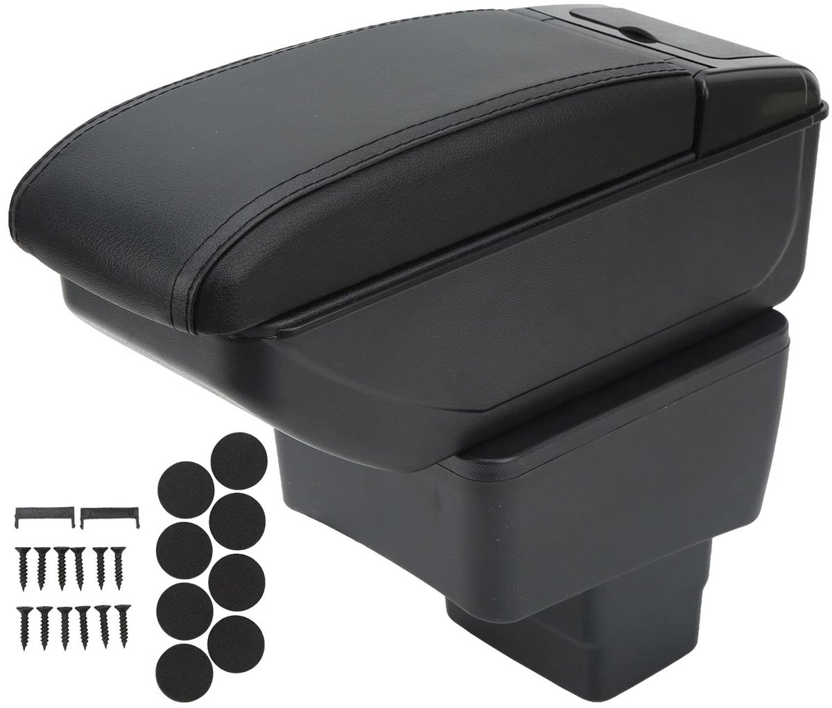 Allecto - Auto armsteun - Dubbellaags opbergdoos - Zwart - Armsteuncontainer - Autoaccessoire voor Mazda CX-3 2015-2018