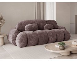 Slaapbank STONE met slaapfunctie - modern design, opbergruimte, vrijstaand, inclusief kussens - Pruim (Vibe 69)
