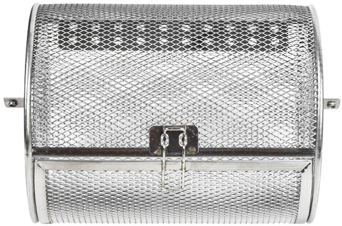 French fries grillcage, roestvrijstalen draai-spies voor rotisserie, ideaal voor BBQ, oven en notenroosteren, 26x14 cm, perfect voor vlees en groenten