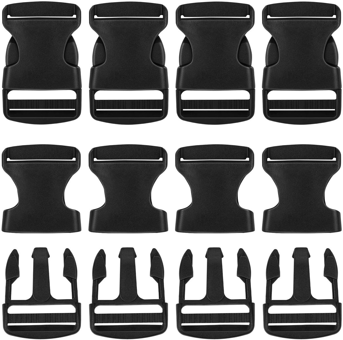MTTProducts - vervangende clips - stevige kunststof - zwart - buckles voor rugzakbanden - 8 stuks - ideaal voor volwassenen