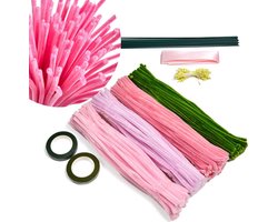 Pipe Cleaner - Pijpenragers - Knutsel set - Chenilledraad - 200 zachte stengels in roze tulpvorm - Flexibele stalen kern - Duurzaam en verkleurt niet - Educatief voor motoriek en creativiteit