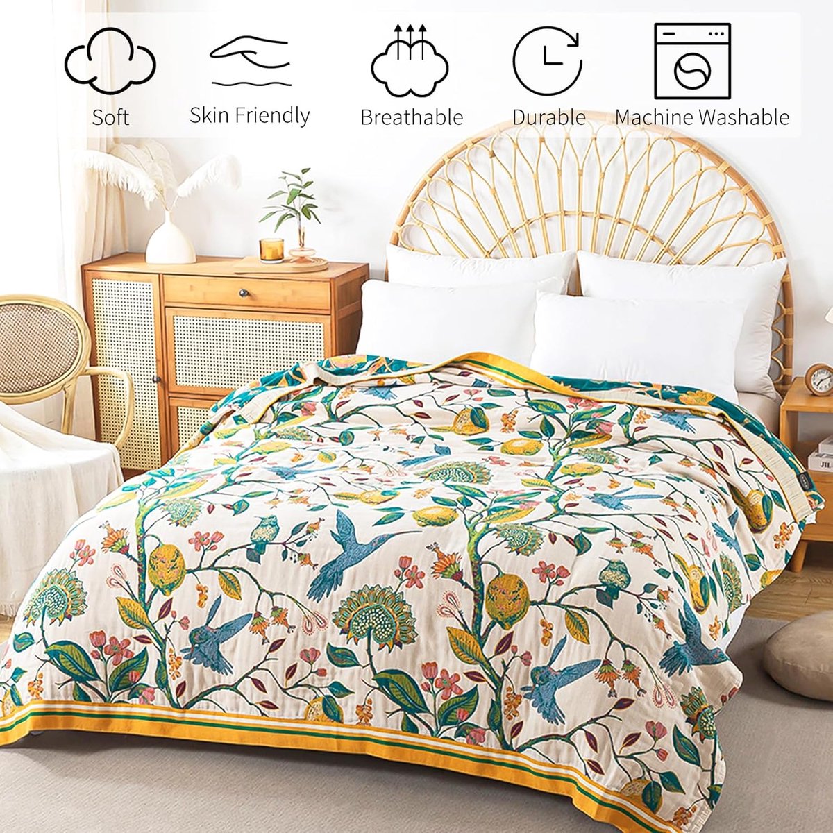 Boho sprei voor op bed – 100% katoen – ultrazacht — cadeau in Wonen & Interieur - foto 3
