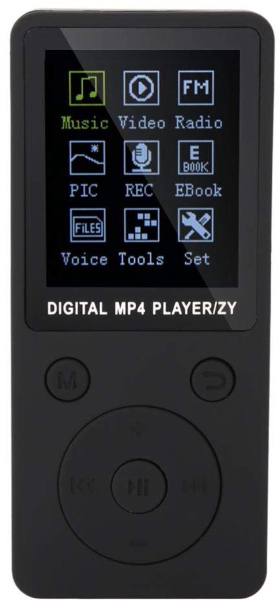 Shopcentral - MP4 Player - Muziekspeler met FM Radio - Compact en Draagbaar - Zwart - Voice Recorder - Geschikt voor E-Books en Video