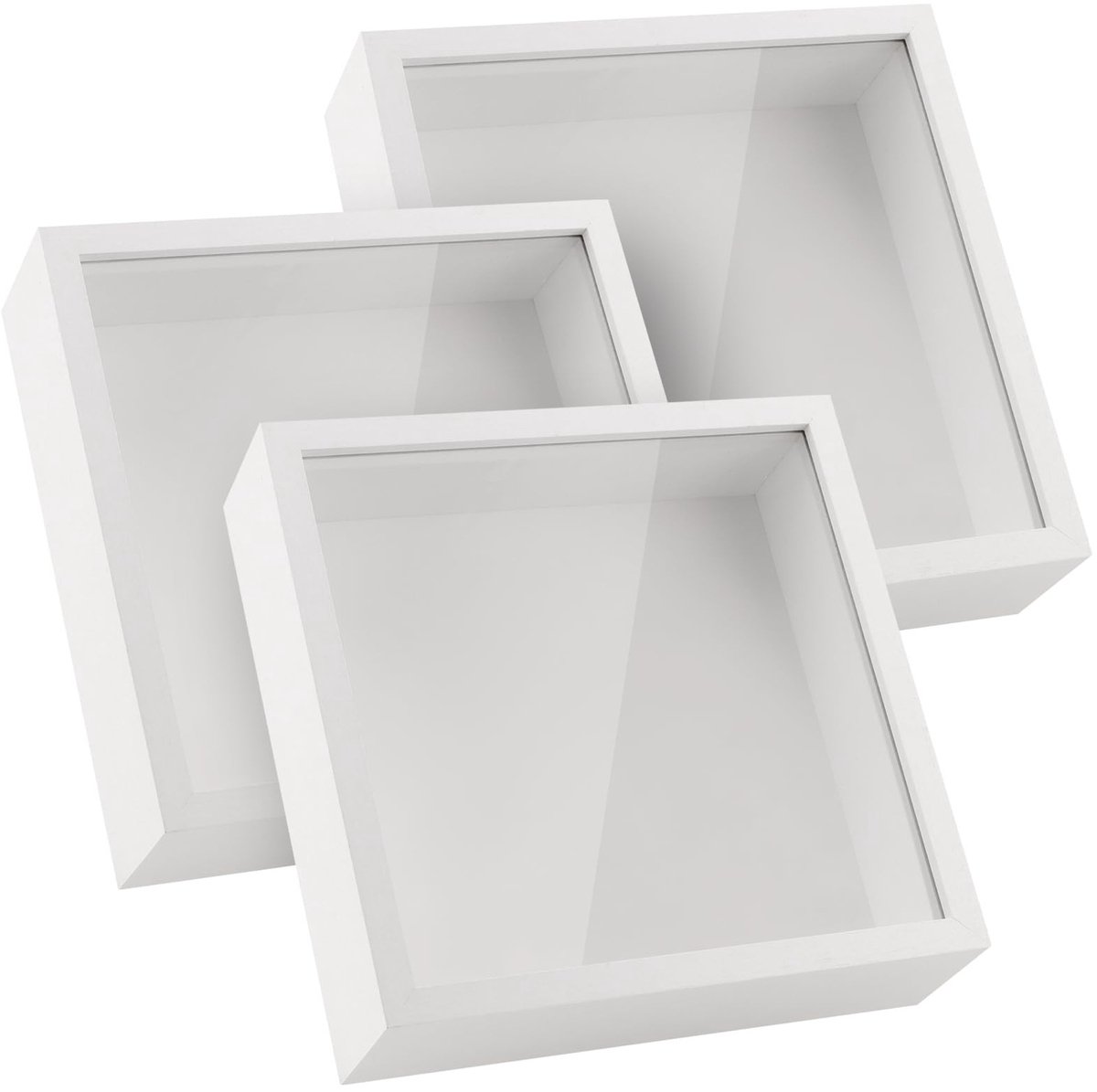 NTHProducts - 3D Schaduwdoos - Houten Fotolijst - Diepe Displaylijst - Wit - Creatief Decoratieproduct - Geschikt voor Feesten - 20x20cm