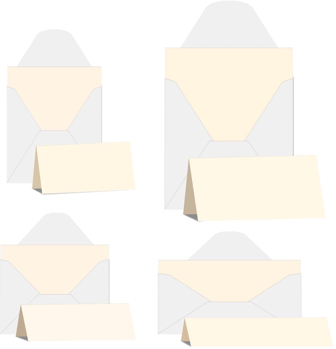 NTHProducts - Enveloppen en kaarten set - 50 stuks - Verjaardag - Ivory - Verschillende maten - Perfect voor elke gelegenheid