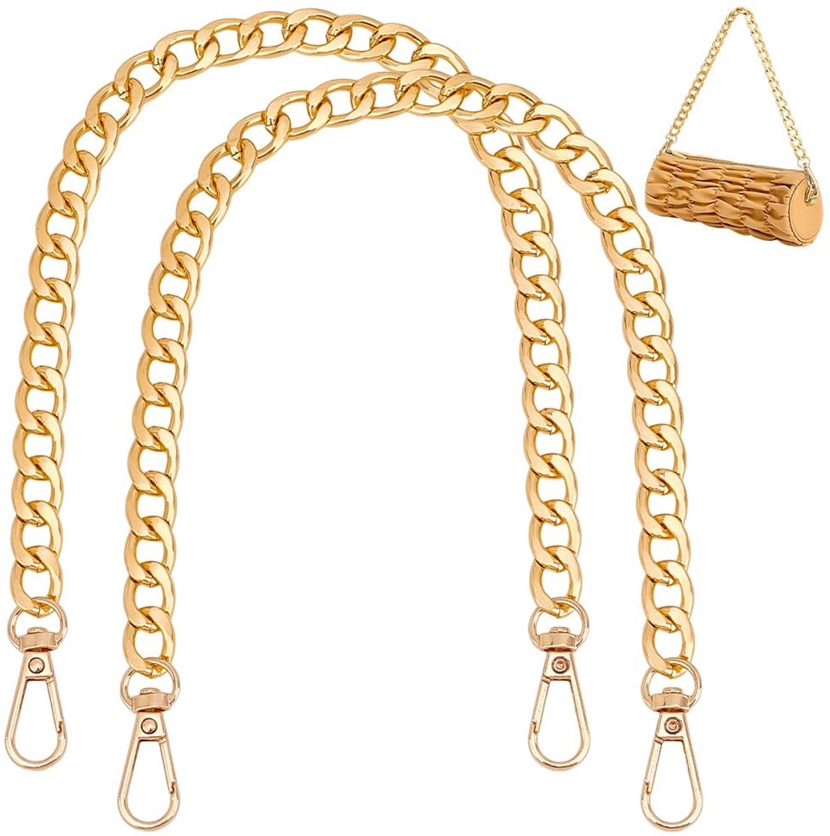 Allecto - Handtas Ketting - 2 Strands 40cm - Kwaliteit en Stijl - Goud - Verstelbare Schouderband - Perfect voor Handtassen en Clutches