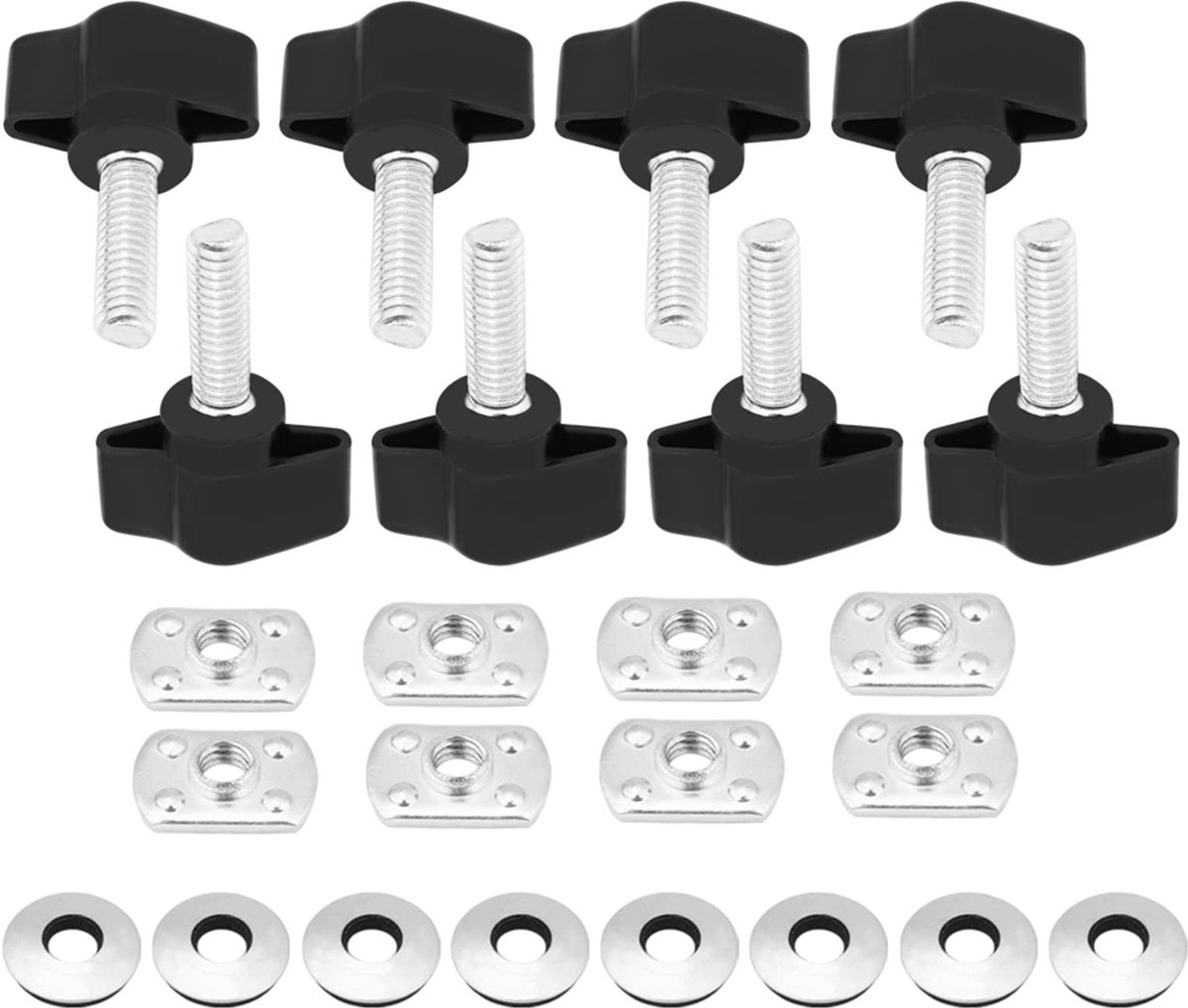 Allecto - Hardtop Fasteners - Universeel - Voor YJ TJ JK - Metaal - Thumb Screws - 8 Stuks - Geschikt voor Wrangler