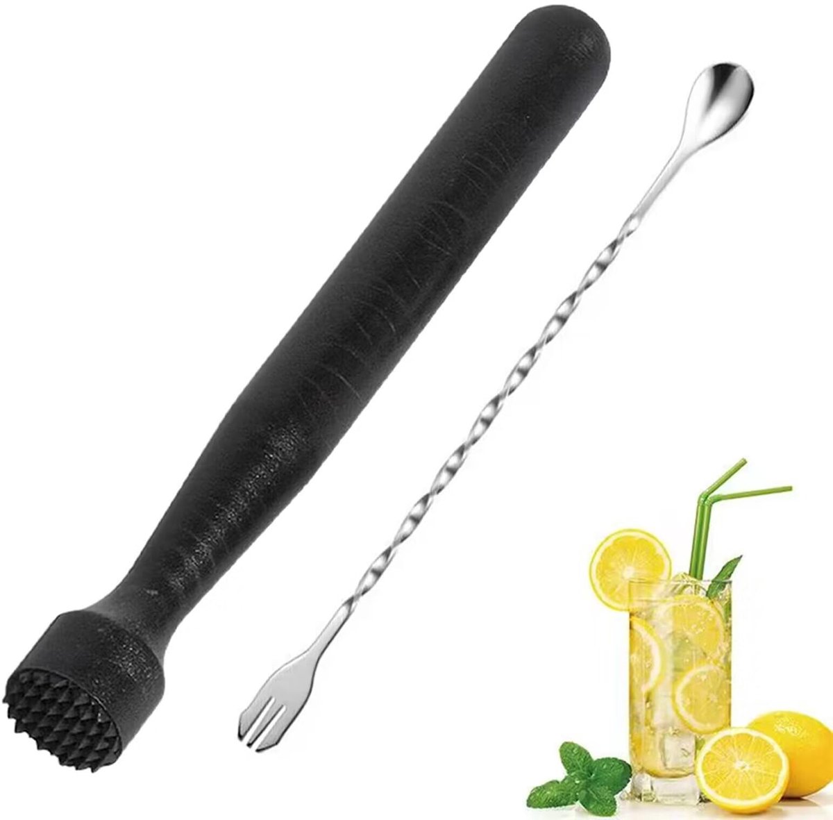 Allecto - Cocktail Pestle - Muddler voor Cocktails - Professionele Drink Mixer - Bar Spoon met Pestle - Ideaal voor Cocktails - Geschikt voor...