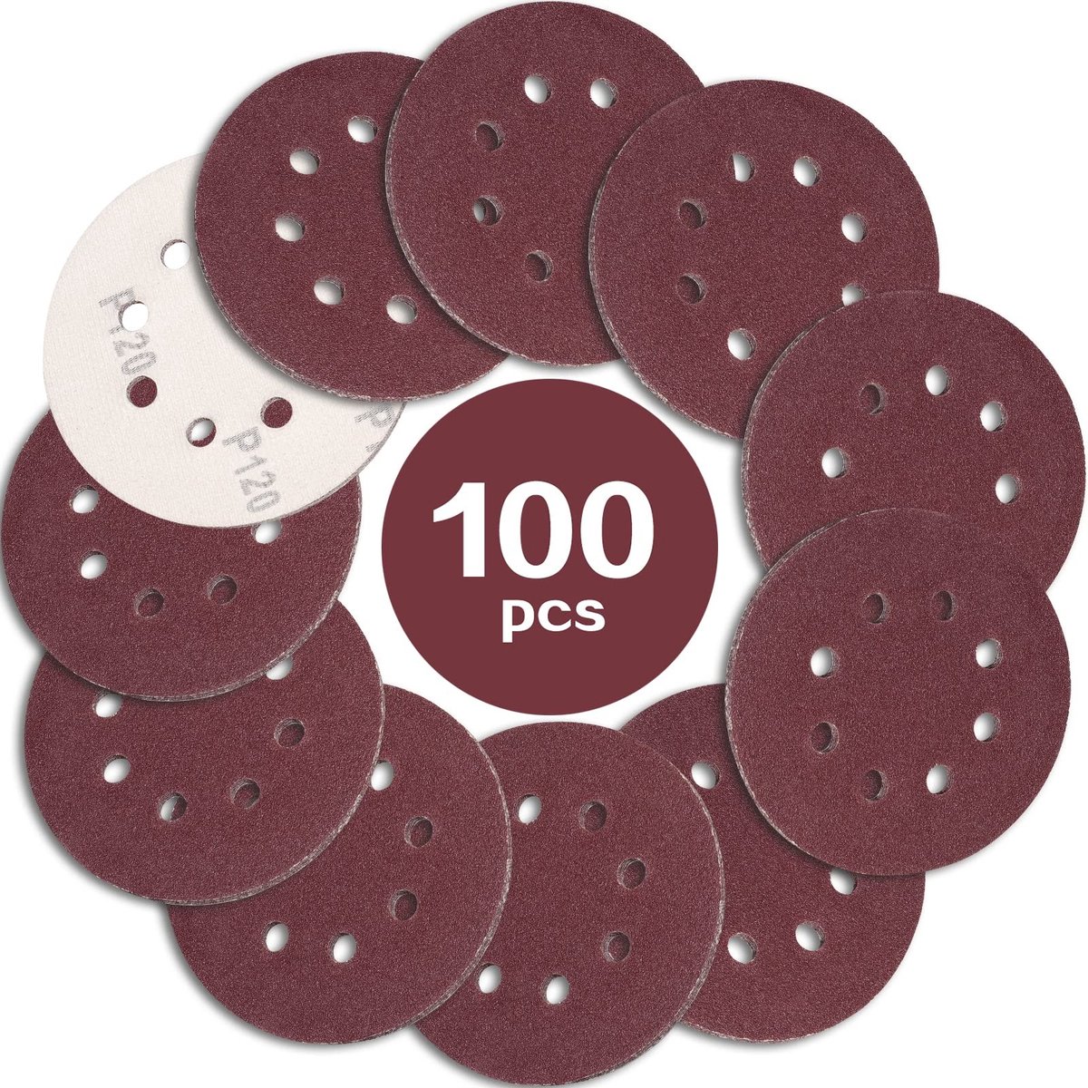 Allecto - Sanding Discs - 100Pcs - Hoge kwaliteit - 125mm - Schuurpapier - Perfect voor Eccentrische schuurmachines - Grit 120