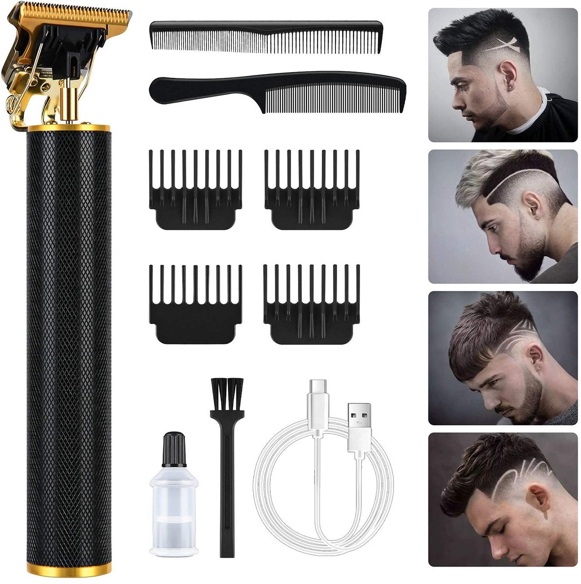 Allecto - Tondeuse - Baardtrimmer - Professionele precisie - Goud - Langhaartrimmer - Geschikt voor mannen - Compact model