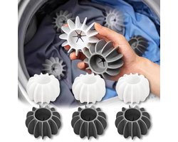 Wasballen - 6 stuks - Siliconen - Wasdrogerballen - Drogerballen - Wasdroger Droogballen – Wasdroger - Dryer Balls - Herbruikbare - Voor Tidy Kleding Anti Winding - 6*3.5cm - Wit+Zwart