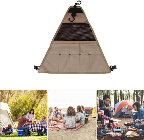Buiten Kampeer Opbergtas - Ophangbare Driehoekige Kampeertas 39x33.5cm - Compact Draagbaar - Voor Kampeerbestek, Kookgerei, bbq Onderdelen, Grillaccessoires & Picknick Benodigdheden Buiten — afbeelding 3