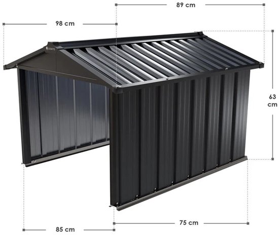 Metalen Maairobotgarage - 98x89x63cm - Antraciet — afbeelding 4