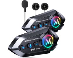 Motorhelm Headset 2 Stuks - Intercom - Radio - Bluetooth 5.4 - Geavanceerde Audio Multitasking - Voor Integraalhelm, Systeemhelm & Jethelm
