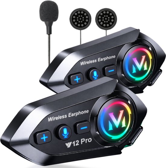 Motorhelm Headset 2 Stuk - intercom - Radio - Met Bluetooth 5.4 - Geavanceerde Audio Multitasking - Geschikt voor alle motorhelmen