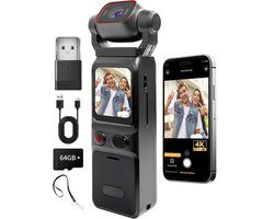 4K Lichaamscamera met wifi, vlog-camera, touchscreen, actiecamera met lange batterijduur, beveiligde sportcamera, voor sport buitenshuis, fiets, reizen