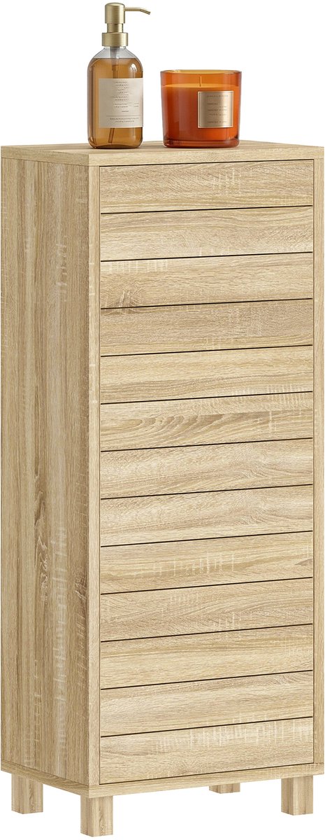 HOMCOM Badkamerkast - Spaanplaat - 34 x 23 x 84 cm - Natuurlijk hout