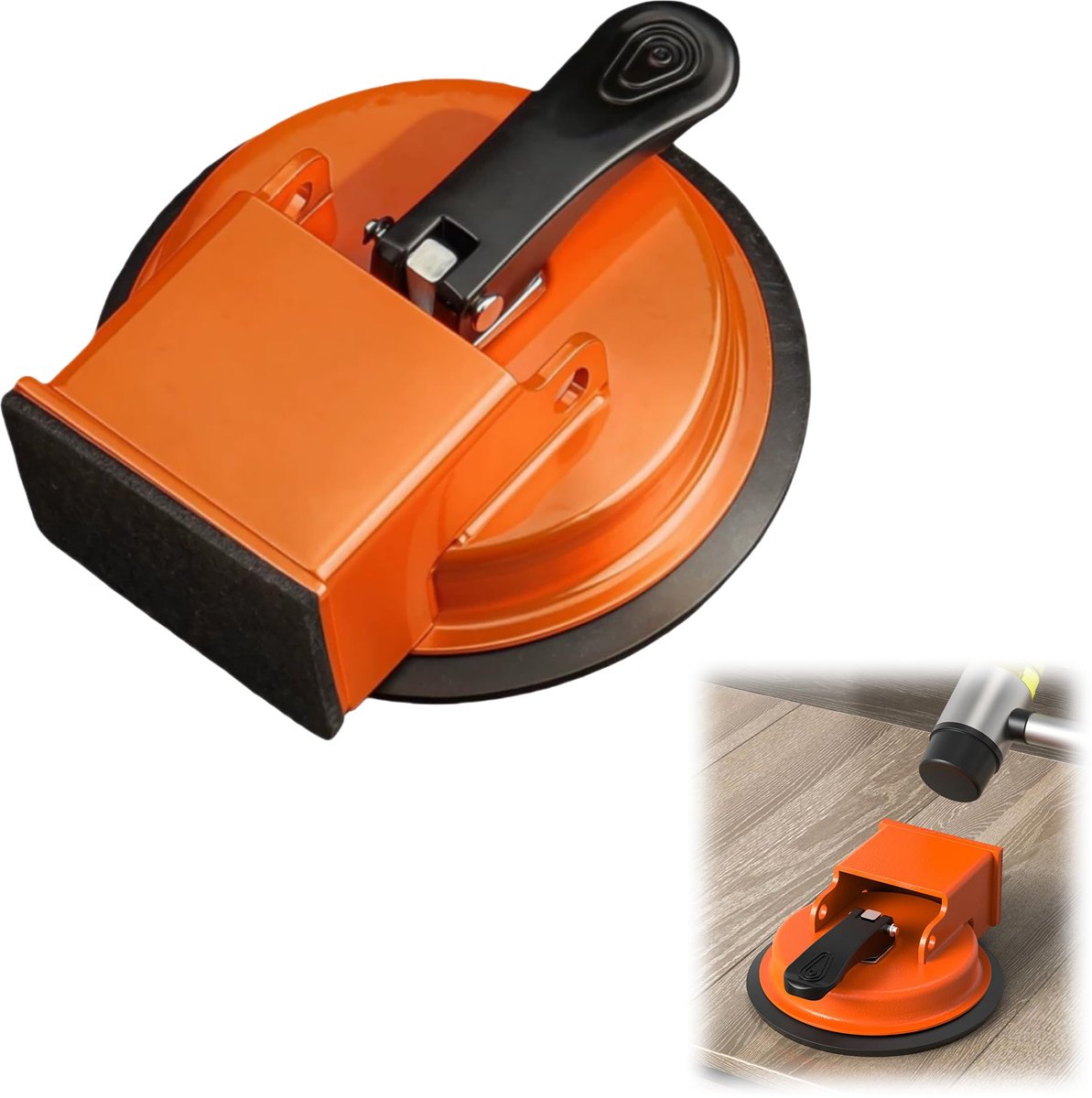 carmdering - Vloer Kierhersteller - Vloer Reparatie Tool - Zuignap - 120 mm, aluminium en rubber, voor hout en laminaat - Eenvoudig in 3 stappen, stevige grip - Veilig voor vloeren, met geluidsdempend vilt - DIY zonder aannemer, direct resultaat