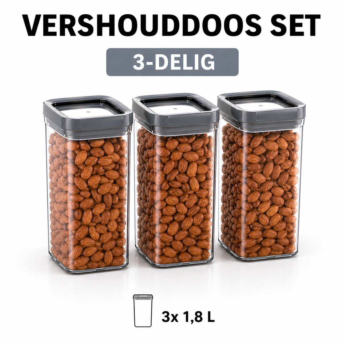 Curver - 3x Vershouddoos - 1,8L - 12 x 12 x 20 cm - Dry Food Storage