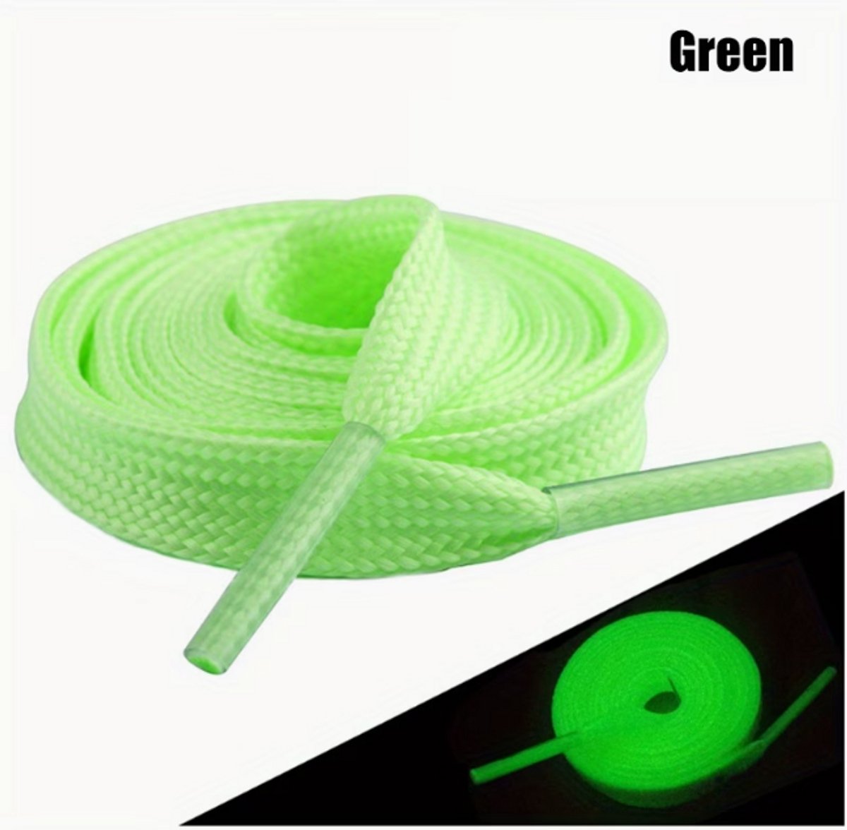 Lichtgevende schoenveters groen (120 cm) – Glow in the dark veters – Reflecterende sneaker veters – Opvallend accessoire