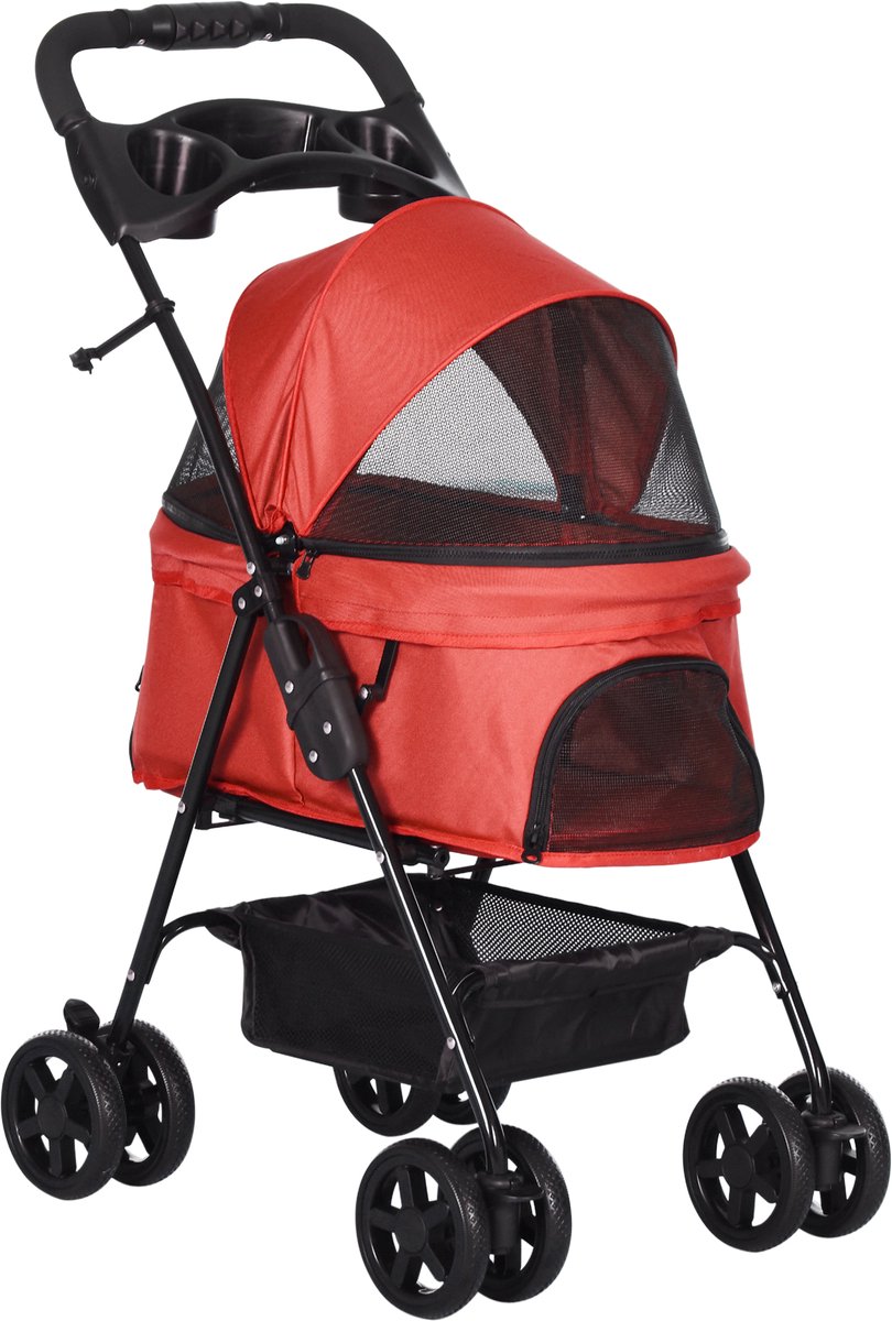 Hondenbuggy – Huisdieren wandelwagen –Pet stroller - Huisdieren wandelwagen - Tot 4 kg – Rood