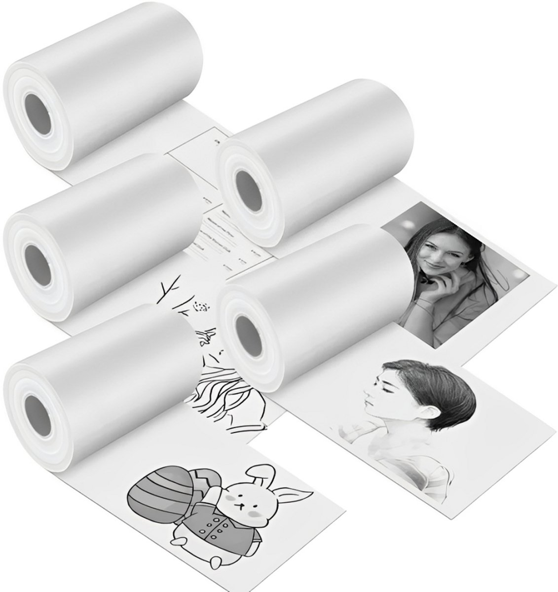 5 Rollen voor Mini Printer - Navulling - Pocket Printer Papier - Rollen Papier