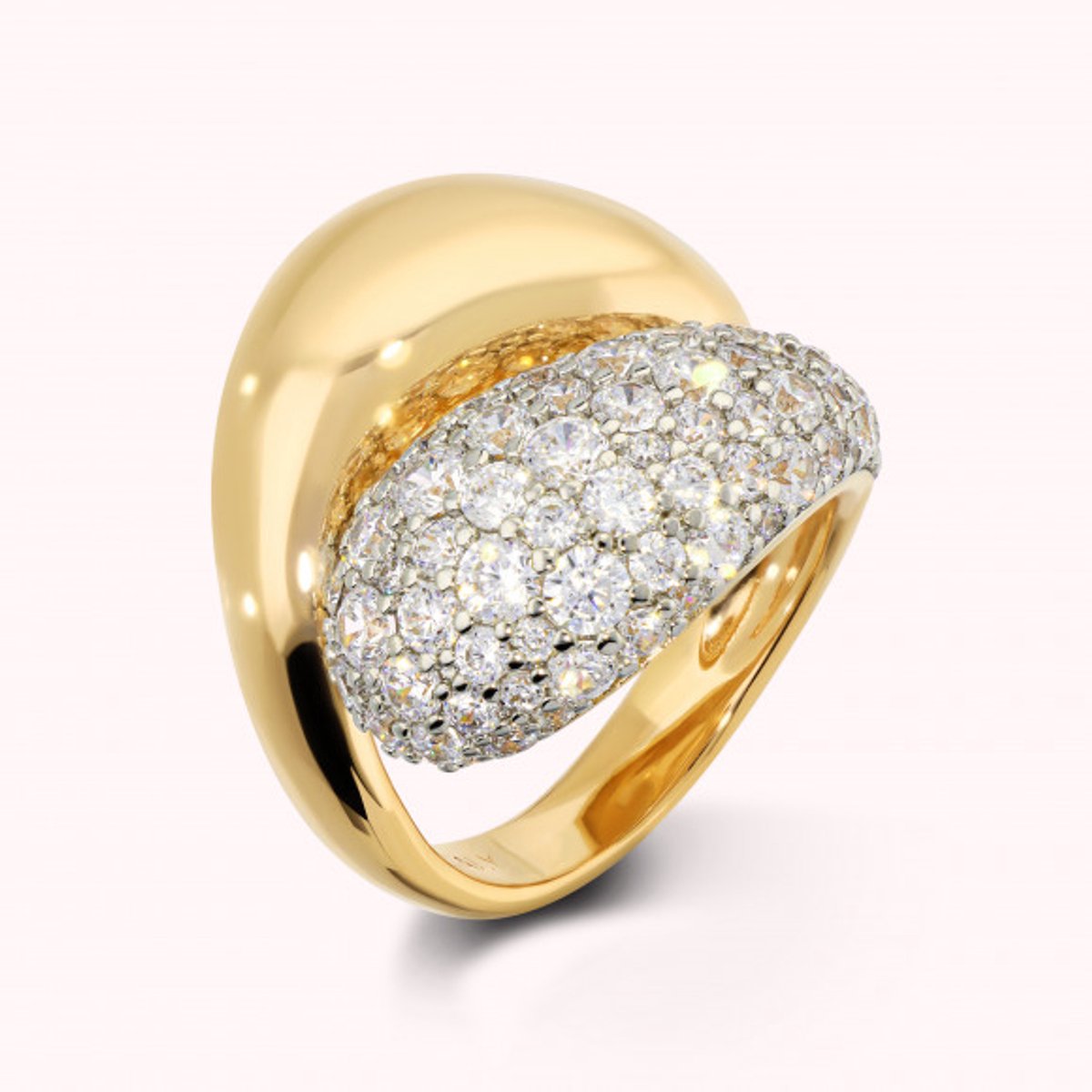 Bronzallure Contrarie' Ring Half Mixed Pave'Setting CZ White WSBZ02505Y.WR-14 Brons 54
