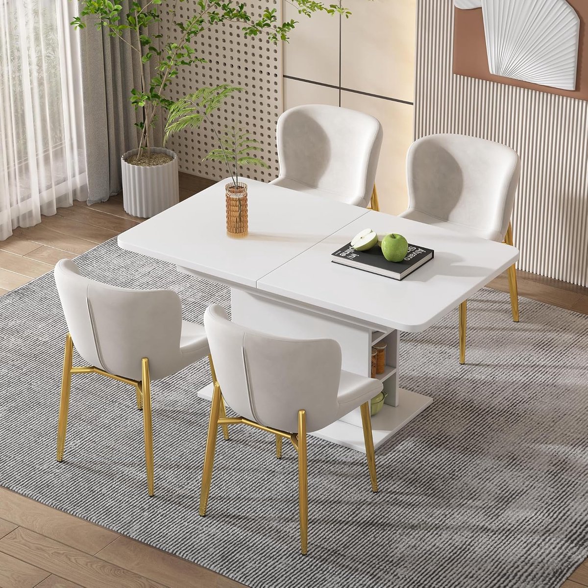 Uittrekbare Eettafel 110-130 cm - Compacte Keukentafel met Opbergruimte - Modern Wit Hout - Verlengbaar tot 6 Personen - 110/130x70x75 cm - Vermissen