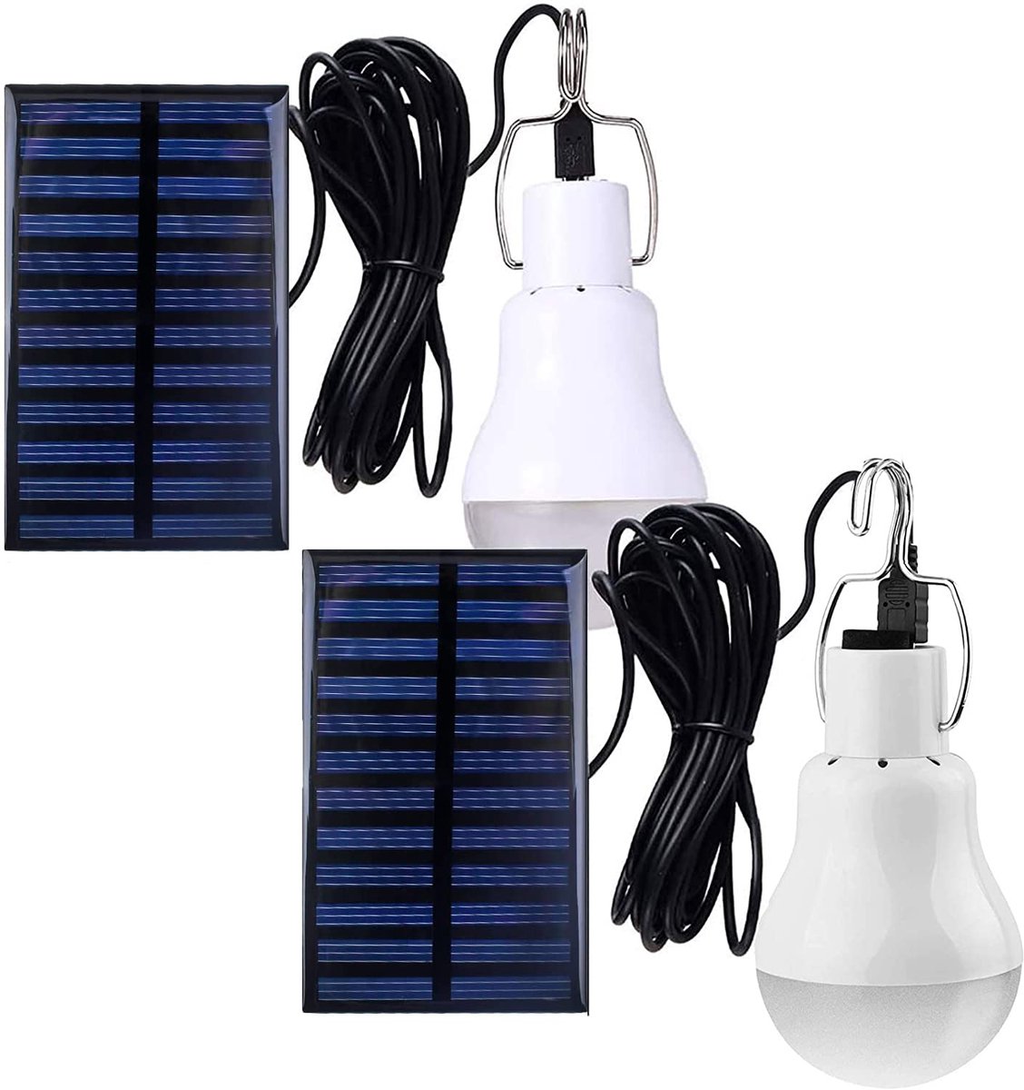 2x Zonnelampen, waterdichte buitenkampeerlampen, oplaadbare LED-zonnelampen voor stroomuitval, noodstroomuitval en buiten