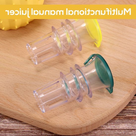 Compacte Handmatige Citrus Juicer met Deksel - 2 Stuks Plastic Citroenpers voor Dranken, Cocktails en Keukengebruik — afbeelding 2