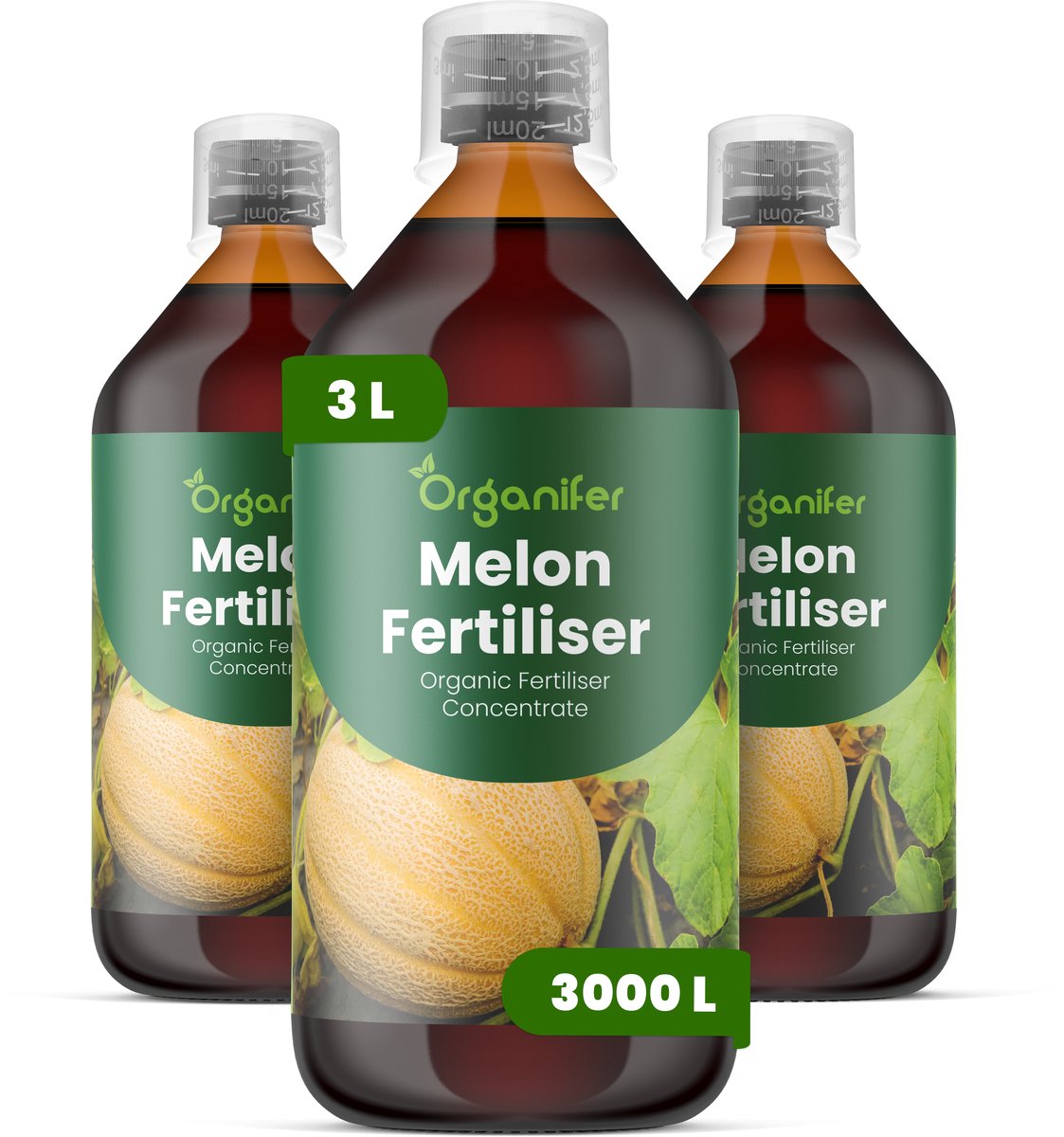 Vloeibare Meststof Voor Meloen 3X1 L Voor 3000 L - Npk 2-1-8 - Bevordert Krachtige Rankgroei En Vroege Plantopbouw - Verbetert Bloei - Bestuiving En Een Stabiele Vruchtzetting - Bevordert Betrouwbare Oogsten En Sterke Seizoensprestaties - Organifer