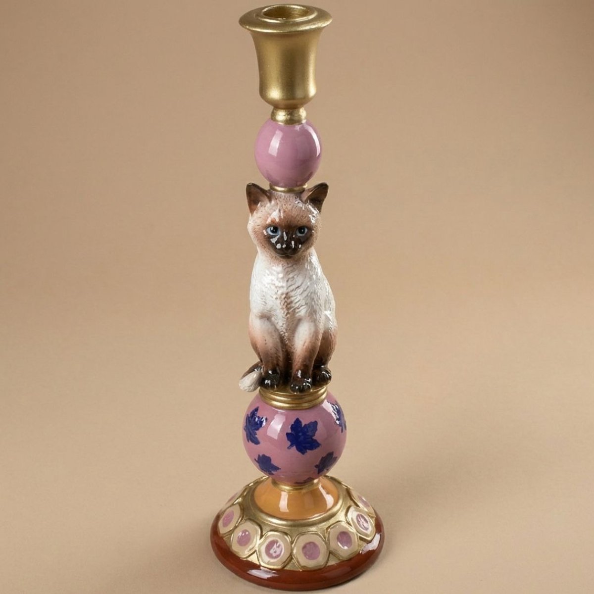 Kandelaar Kat Polyresin Multi Ø10,5 ↑31 cm