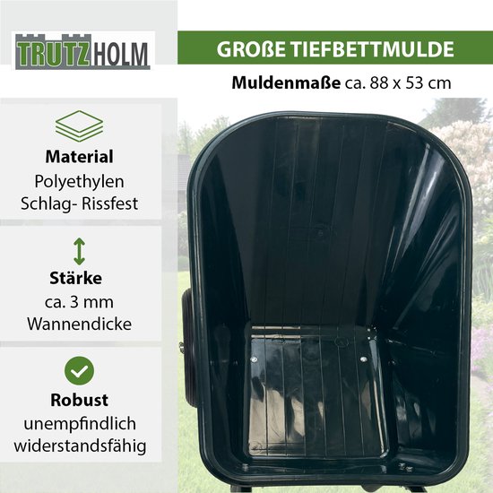2-wiel kruiwagen 100 L 160 kg Tuinkruiwagen Pneumatische wielen Stalen velg Kantelbare kunststof bak van Merkloos	 — afbeelding 3