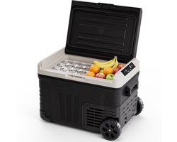 Auronic Elektrische Koelbox - Compressor - 35L - 12V en 240 volt - Camping Koelkast - Frigobox Auto - Met Wielen en Hendel - Zwart