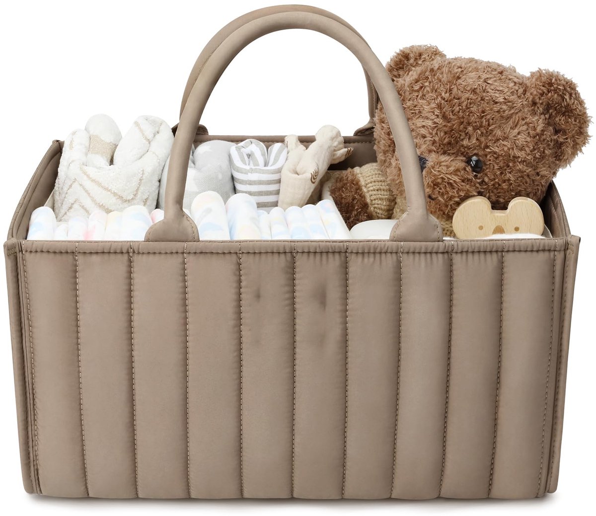 Luierorganizer - Stijlvolle opbergmand voor benodigdheden voor pasgeborenen en een luierstation - Cadeau voor een babyshower en een must-have voor de geboortelijst -Bruin