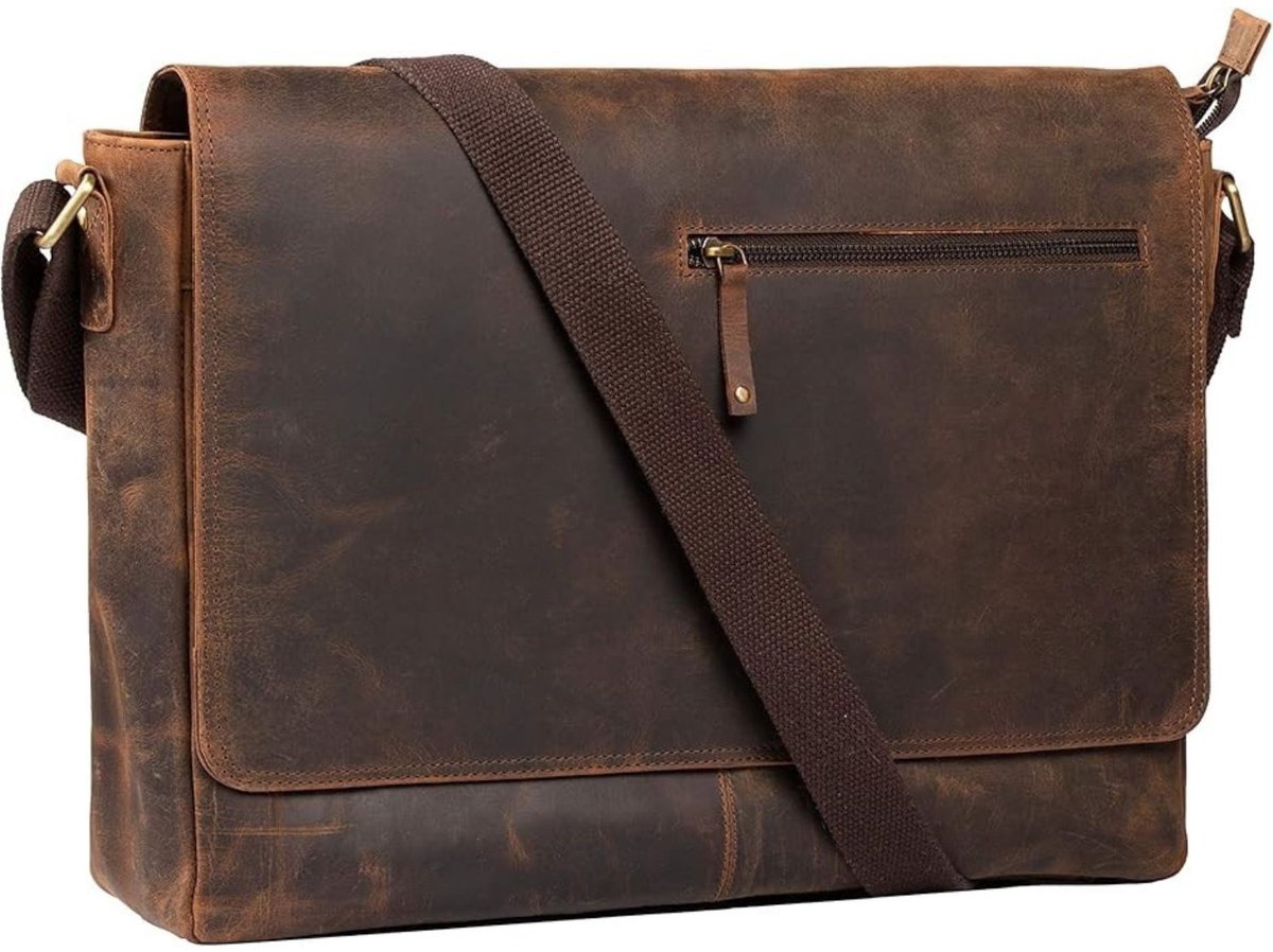 Leren Laptoptas - Laptoptas - Leren Tas - Luxe Leren Laptoptas - Werktas - Schoudertas - Business Tas - Leren Business Tas - 17 inch - Bruin - van Imperatoris