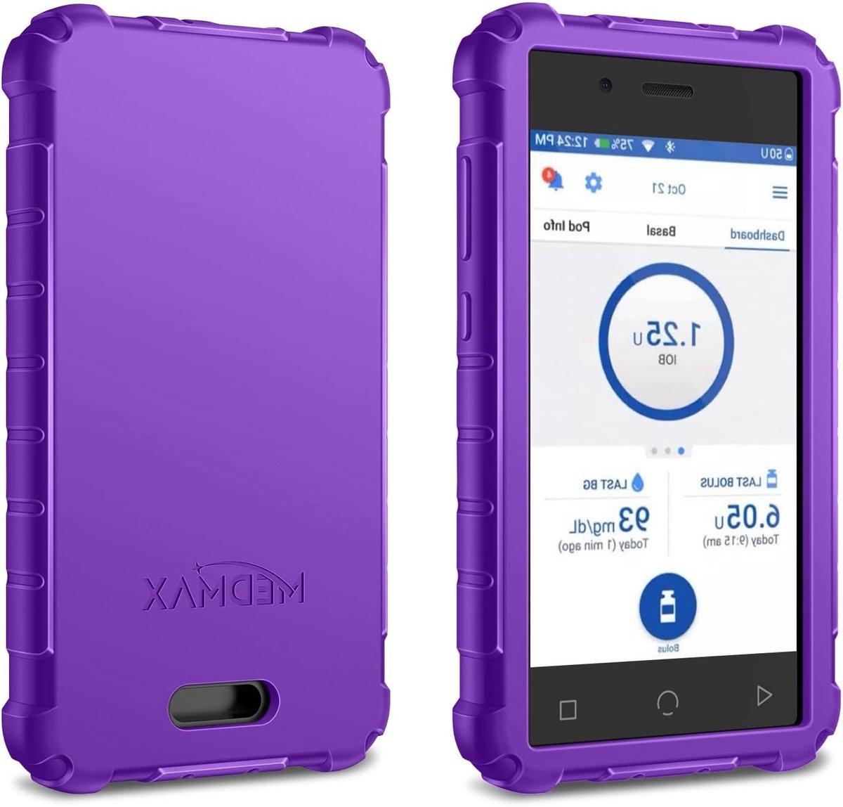 Siliconen hoes voor Omnipod Dash PDM - Lichtgewicht, schokbestendig en antislip beschermcover met verhoogde rand voor diabetesbeheer, paars
