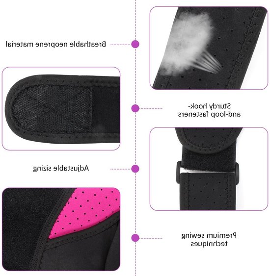 Verstelbare Schoudersteun met Duwpad, Neopreen Schouderbanden voor Artrose, Unisex Ondersteuning voor Links en Rechts, Comfort en Stabiliteit (Roze) — afbeelding 2